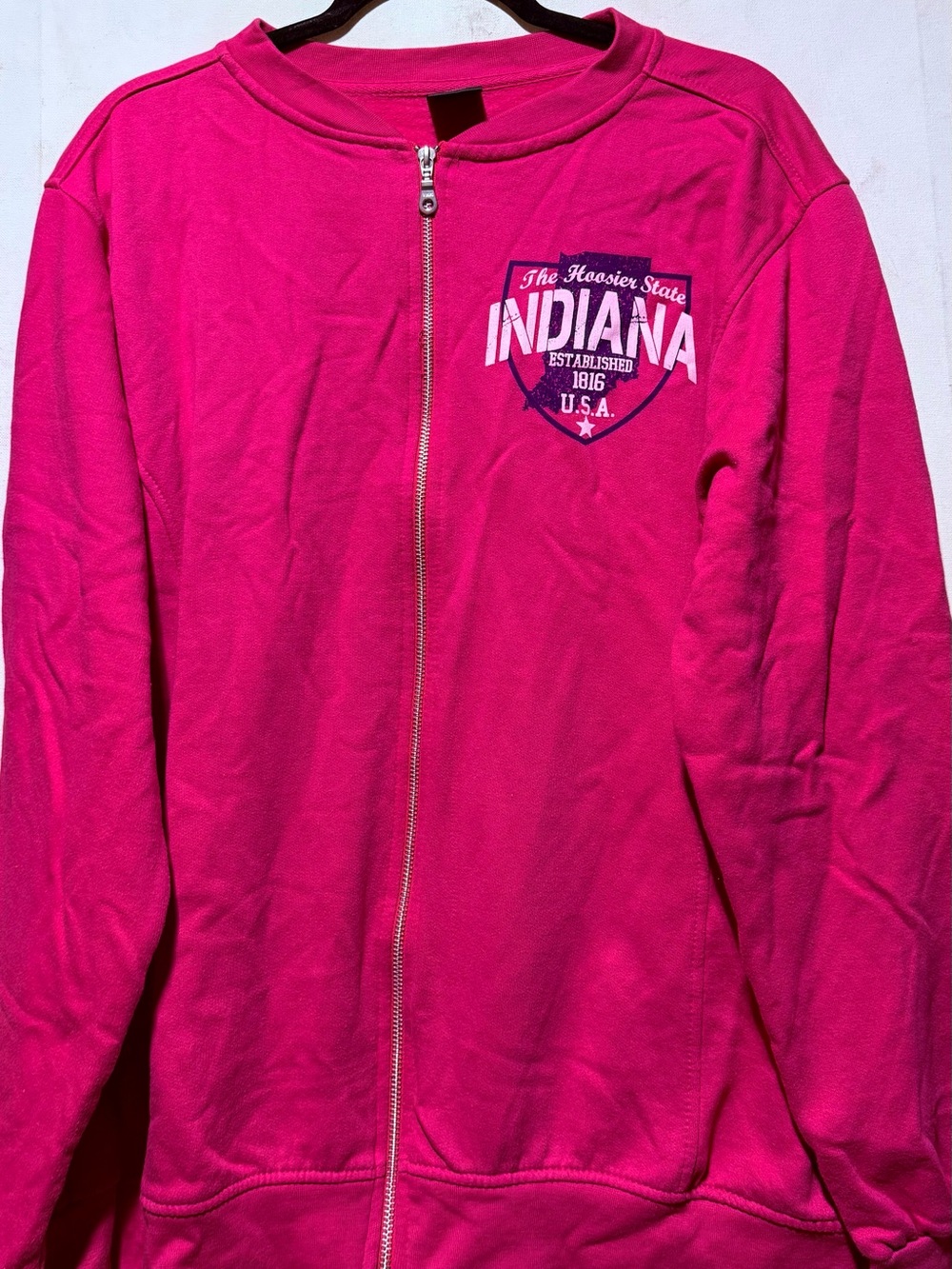 Indiana Zip-Up Sweatshirt in Hot Pink
